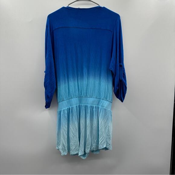 Young, Fabulous & Broke Blue Ombre 3/4 Roll Tab Sleeve Romper Size‎ M - Picture 4 of 13